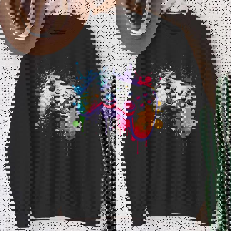 カラフルなビデオゲームコントローラー ジョイスティック コンソール スウェットシャツ 年配の女性への贈り物