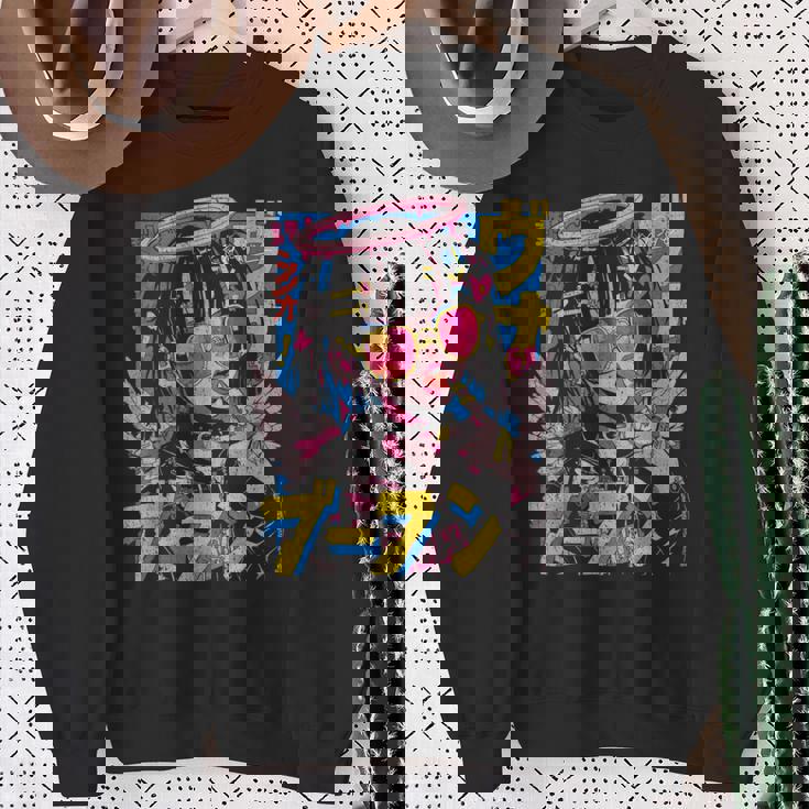 カワイイ ストリートウェア ヒップホップ Hip Hop サイバーパンク エンジェル テックウェア マンガ アニメ スウェットシャツ 年配の女性への贈り物