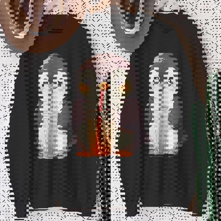 カワイイ ペンギンドリンク バブルティー ペンギンボバ スウェットシャツ 年配の女性への贈り物