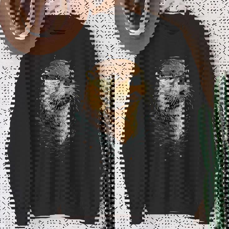 カワウソ モチーフ アイ・ラブ・ラッコ ラッコ・マーチン スウィート・ラッコ スウェットシャツ 年配の女性への贈り物