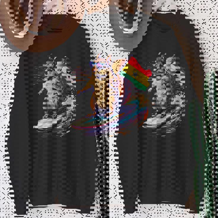 ガーナ プライド サーフィン リス ガーナのルーツ ガーナ国旗 スウェットシャツ 年配の女性への贈り物