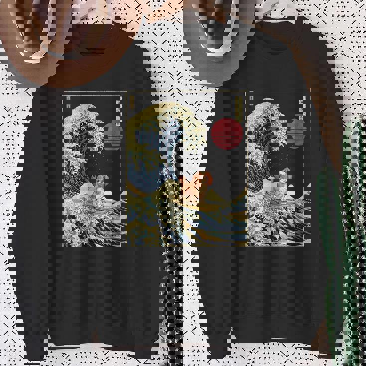 キャバリア王チャールズ・スパニエル 日本神奈川波 面白い スウェットシャツ 年配の女性への贈り物