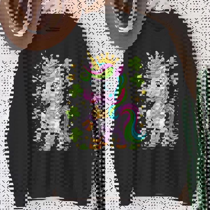 キュート レプリコーン ユニコーン シャムロック 聖パトリックデー ガールズ キッズ スウェットシャツ 年配の女性への贈り物