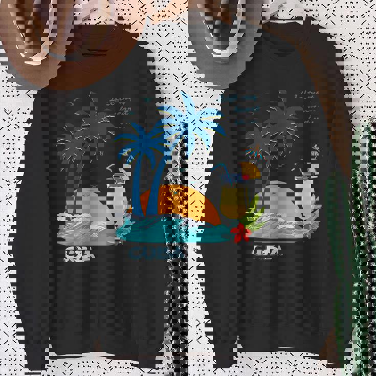 キューバ 熱帯の風景 ハバナ ギフト お土産 カリブ海 ヤシの木 冒険 スウェットシャツ 年配の女性への贈り物