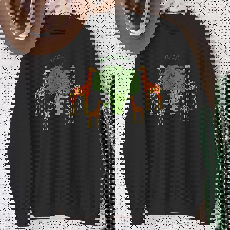 キリン ベジタリアンファミリー 食べる ブロッコリー スウェットシャツ 年配の女性への贈り物