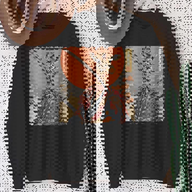 キリン 動物 日本美術 侍 浮世絵 スウェットシャツ 年配の女性への贈り物