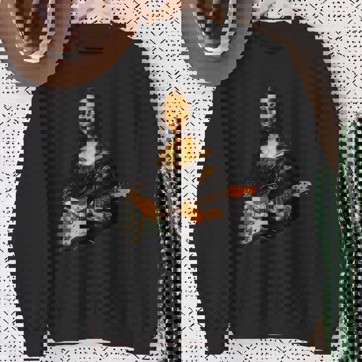 ギター 面白tシャツ モナリザ おもしろ ギタリスト 服 音楽 メンズ キッズ ネタ 服 軽音 楽器 エレキ スウェットシャツ 年配の女性への贈り物