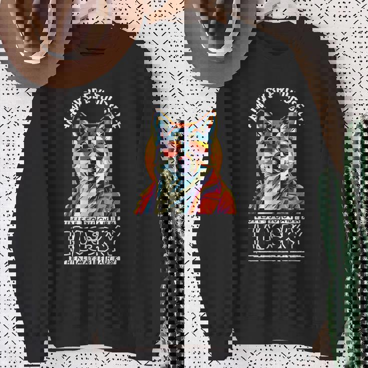 ギャングスタ ハスキー 犬 飼い主 犬 ラブ ハスキー かわいい シベリアンハスキー スウェットシャツ 年配の女性への贈り物