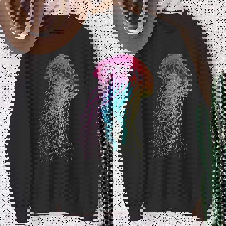 クラゲ カラフル ファンタジー 動物 アート グラフィック クラゲ スウェットシャツ 年配の女性への贈り物