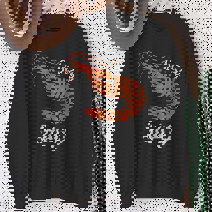 クレイジー エビ レディ シーフード ラバー ディープオーシャン アニマル エビ スウェットシャツ 年配の女性への贈り物