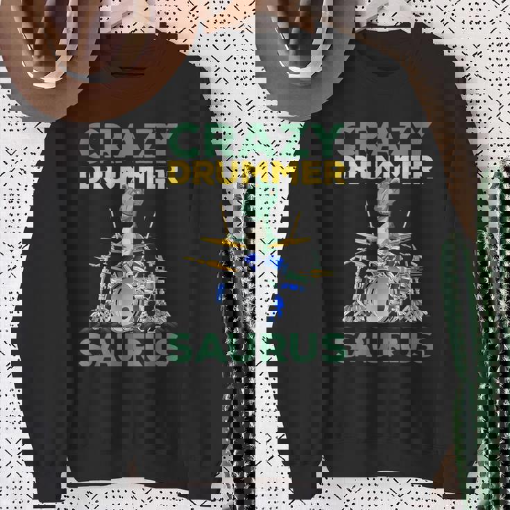 クレイジードラマー ザウルス ドラムプレーヤー ドラム 音楽プレーヤー 恐竜 スウェットシャツ 年配の女性への贈り物