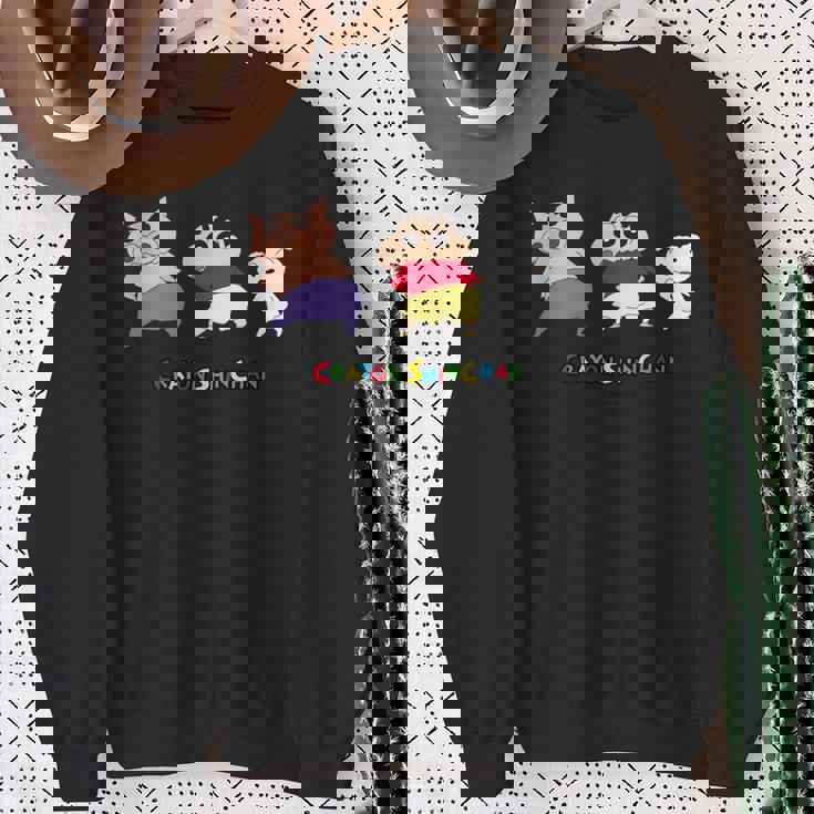 クレヨンしんちゃん 振り向き「ぶりぶり＆しんちゃん＆シロ」 長袖tシャツ スウェットシャツ 年配の女性への贈り物