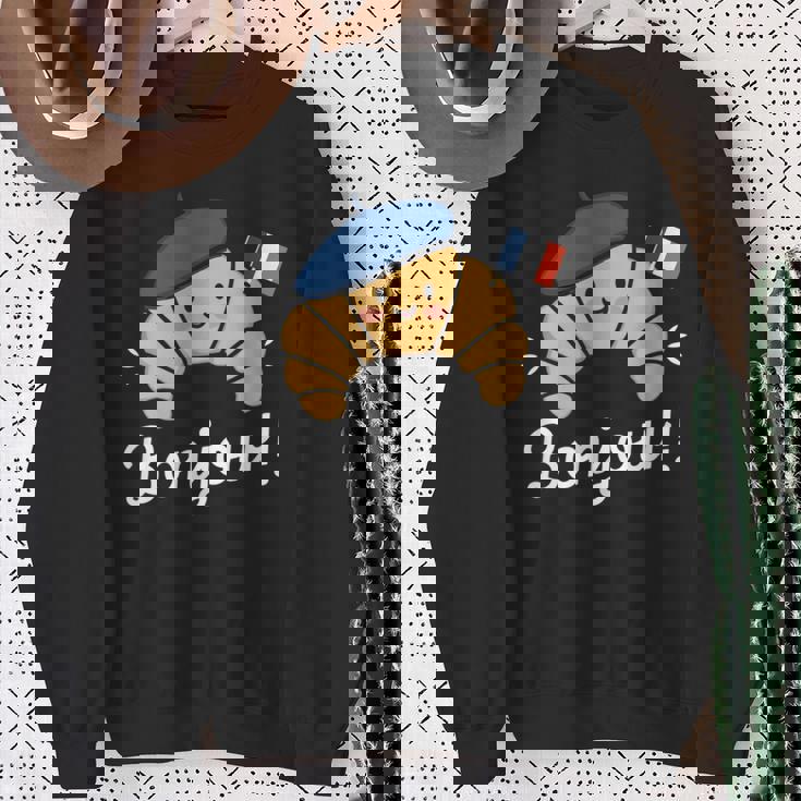 クロワッサン フランス語格言 フランス ベーキング 朝食 面白い スウェットシャツ 年配の女性への贈り物