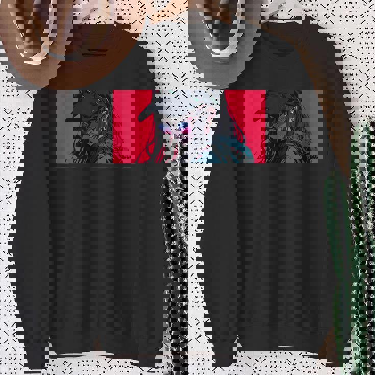 クールでかわいいアニメガールカラフルなデザインサングラス付き スウェットシャツ 年配の女性への贈り物