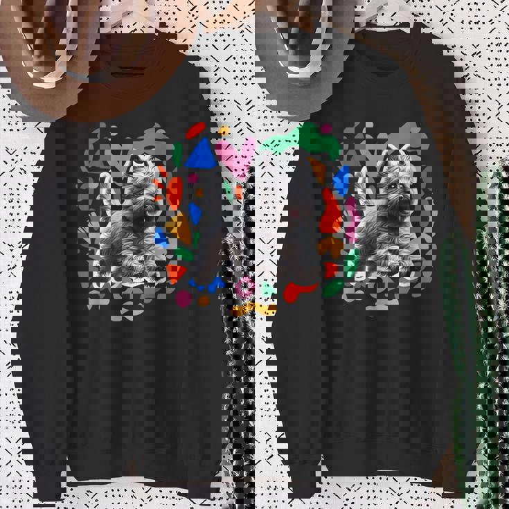 ケアンテリア カラフルなデザインの犬 スウェットシャツ 年配の女性への贈り物