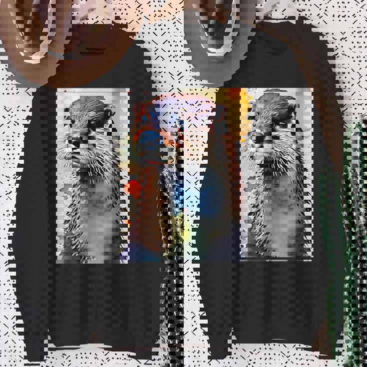 コツメカワウソ【どうぶつフレンズ】水彩画 動物 かわいい おしゃれ イラスト スウェットシャツ 年配の女性への贈り物