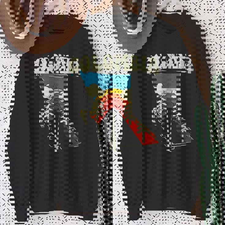 コロンビア ビンテージ コロンビアン カントリー レインボー レトロ 70年代地図 スウェットシャツ 年配の女性への贈り物