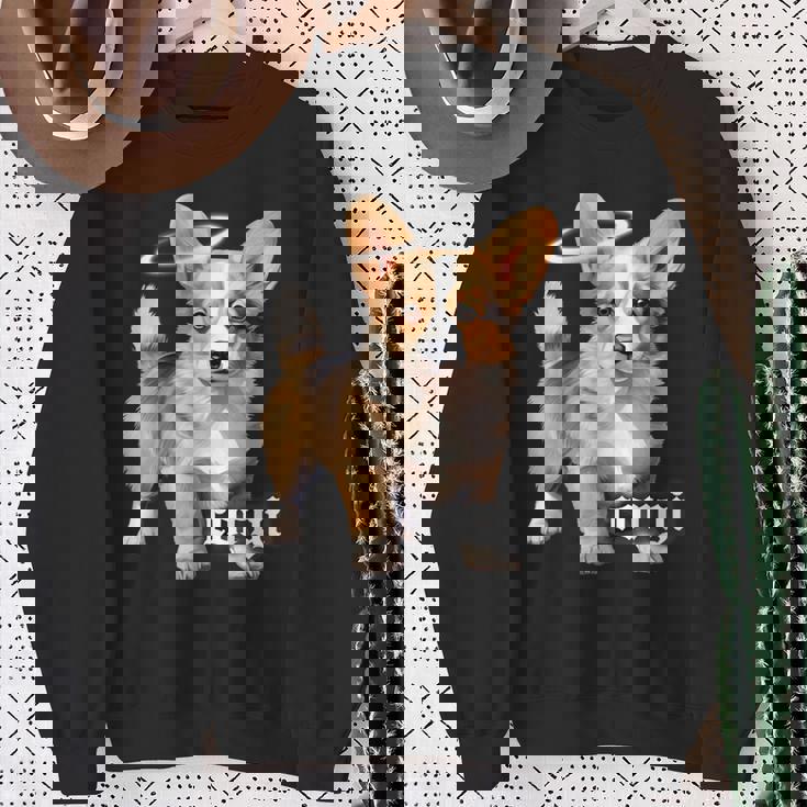 コーギー 天使 子犬 水彩 スウェットシャツ 年配の女性への贈り物