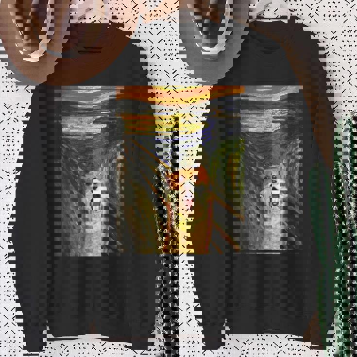 コーギー 面白いtシャツ 犬 ムンクの叫び かわいい メンズ 子供 おもしろ 服 ネタ わんこ スウェットシャツ 年配の女性への贈り物