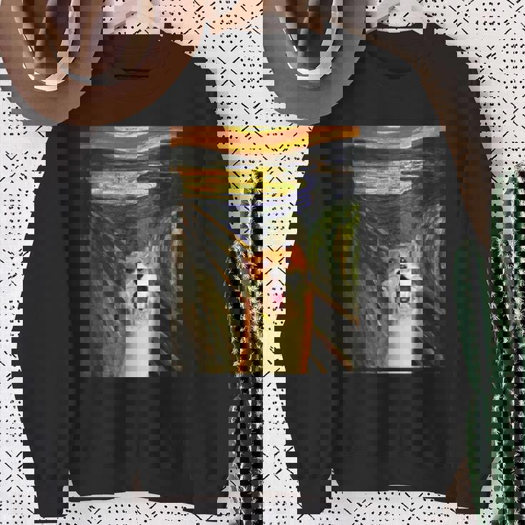 コーギー 面白いtシャツ 犬 ムンクの叫び かわいい メンズ 子供 おもしろ 服 グッズ ネタ わんこ スウェットシャツ 年配の女性への贈り物