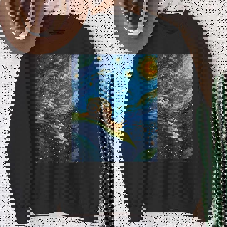 ゴッホの星空の夜のカタツムリスローモーバー動物愛好家 スウェットシャツ 年配の女性への贈り物