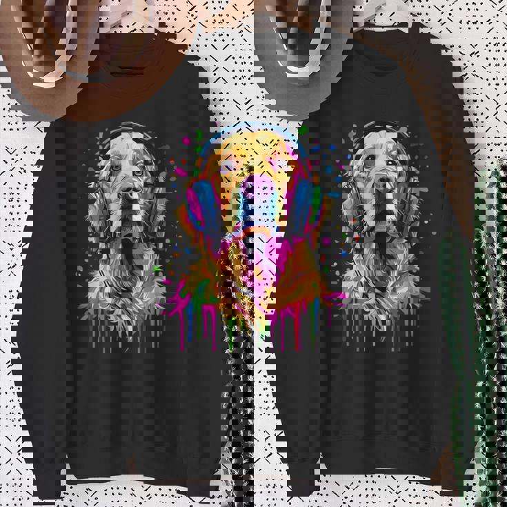 ゴールデンレトリバー 恋人 ポップアートカラー ファニー ゴールデンレトリバー スウェットシャツ 年配の女性への贈り物