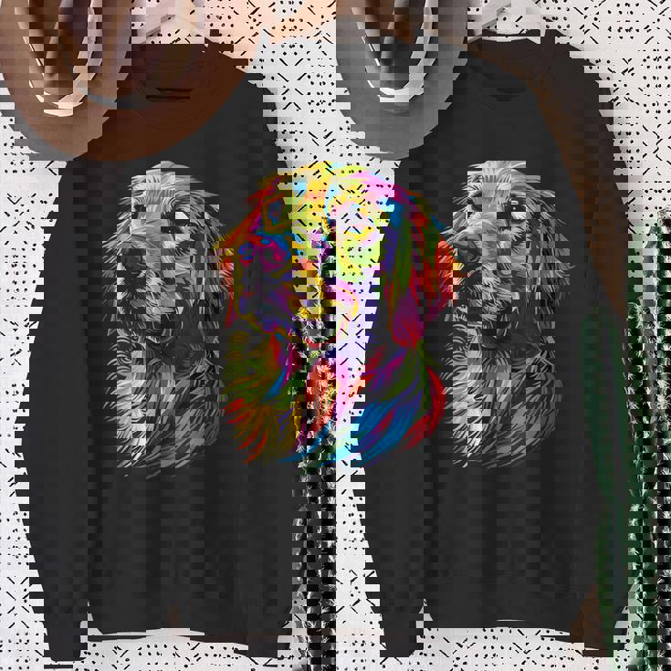 ゴールデン・レトリーバー 犬 カラフル ポップアート 犬好き スウェットシャツ 年配の女性への贈り物