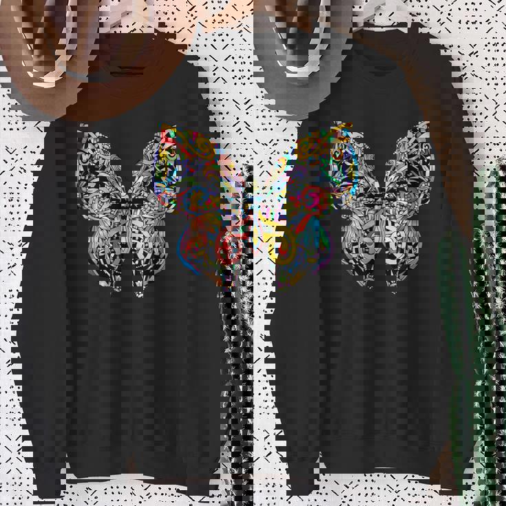 サイケデリック 蝶 神聖な曼荼羅デザイン チャクラ ラブアート スウェットシャツ 年配の女性への贈り物