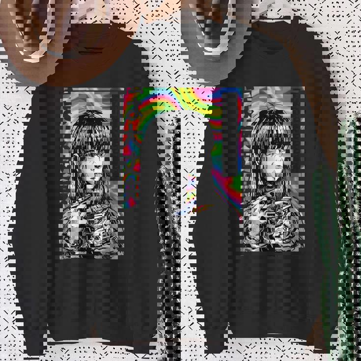 サイケデリック・ラーメン・アニメ・ガール マンガ・インスタント・ヌードル・ガール スウェットシャツ 年配の女性への贈り物