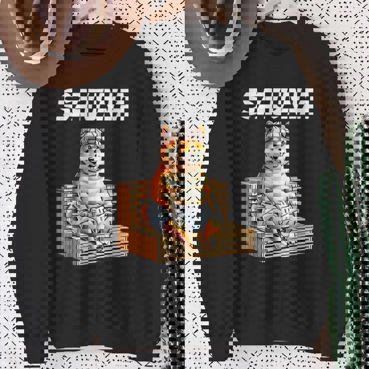 サウナauna さうな 整う アウトドア 焚火 おもしろ 犬 柴犬好き 柴犬 名言 文字 面白い ふざけた ネタ スウェットシャツ 年配の女性への贈り物