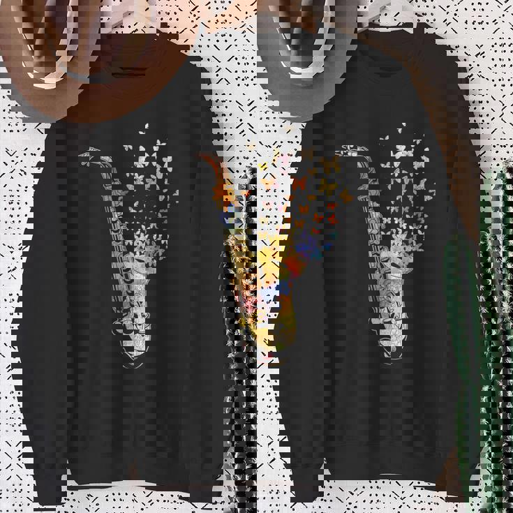 サクソフォニスト コロラド 蝶 音符 ジャズサックス スウェットシャツ 年配の女性への贈り物