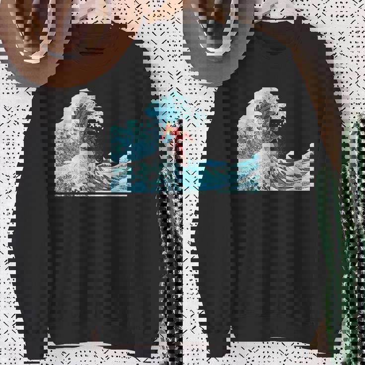 サムライサーフィン神奈川大波-クールサーファー スウェットシャツ 年配の女性への贈り物