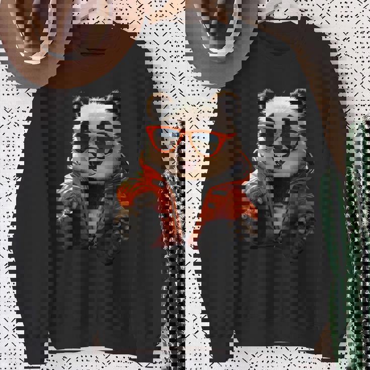 サングラスをかけたパンダベア動物の友人愛かわいいパンダベア スウェットシャツ 年配の女性への贈り物