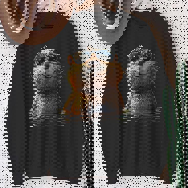 サングラスをかけたビーバー げっ歯類が大好き かわいいビーバー スウェットシャツ 年配の女性への贈り物