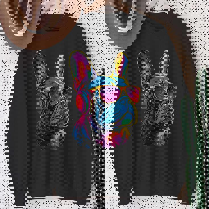 サングラスをかけたフレンチ・ブルドッグ ブルドッグ・マスティフ スウェットシャツ 年配の女性への贈り物