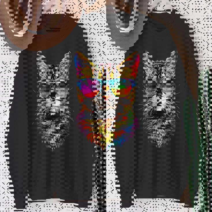 サングラスをかけたベンガル猫 レオパデット かわいいベンガル猫 スウェットシャツ 年配の女性への贈り物