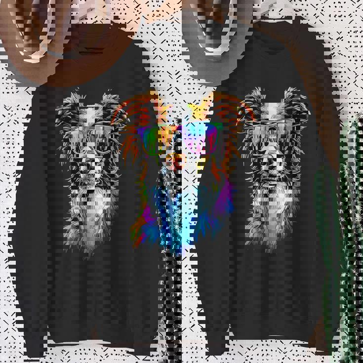 サングラスをかけたボーダーコリー 子犬 かわいいボーダーコリー スウェットシャツ 年配の女性への贈り物