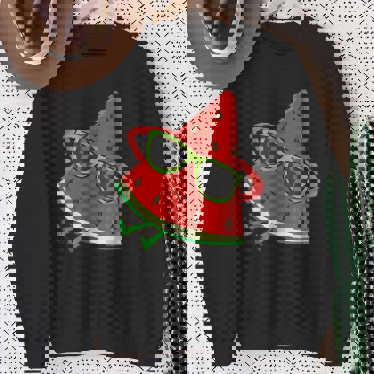 サングラス面白いスイカとスイカの夏のメロン スウェットシャツ 年配の女性への贈り物