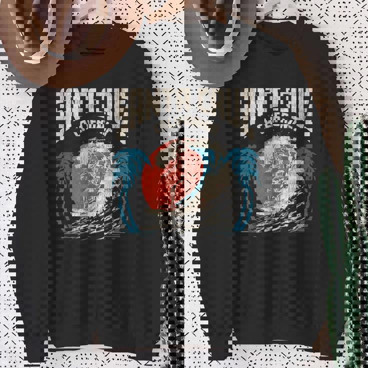 サンタクルーズ カリフォルニア サーフィン スケルトンデザイン サーファー向け スウェットシャツ 年配の女性への贈り物