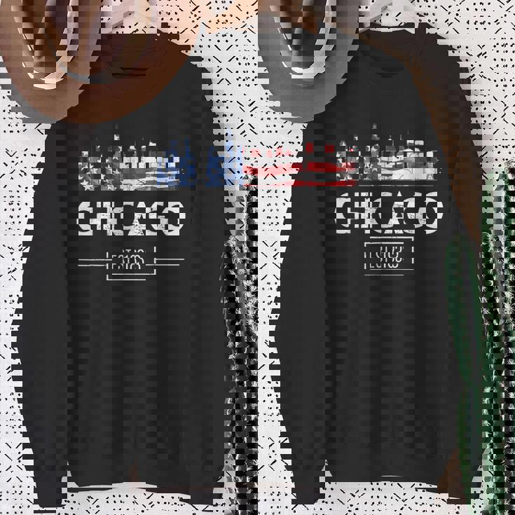 シカゴ 7月4日 アメリカ国旗 愛国的お土産 スウェットシャツ 年配の女性への贈り物