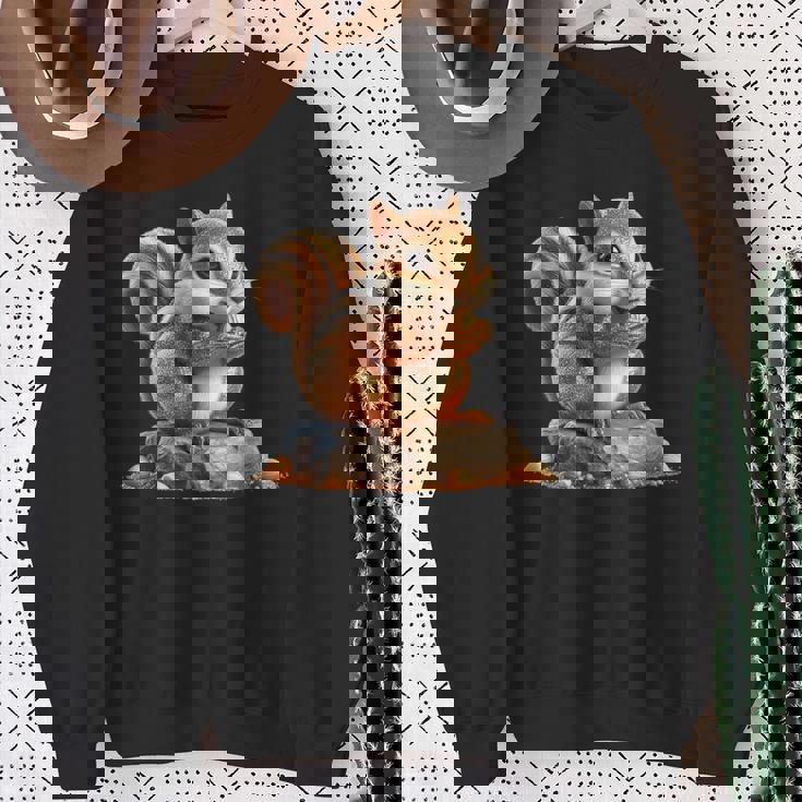 シマリス 森林 動物 木 リス 水彩 スウェットシャツ 年配の女性への贈り物