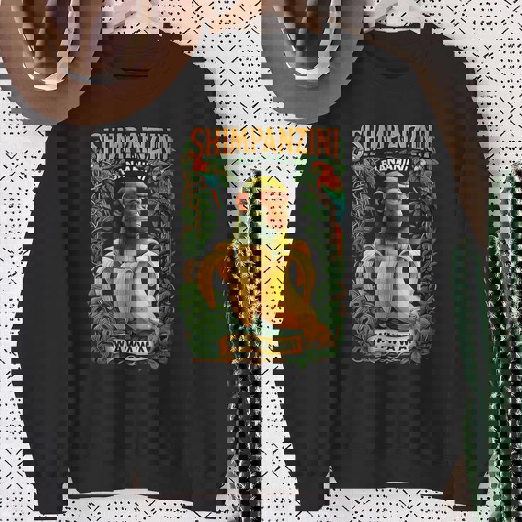 シンパンジーニ バナニーニ イタリアンブレイン チンパンジーとバナナ スウェットシャツ 年配の女性への贈り物