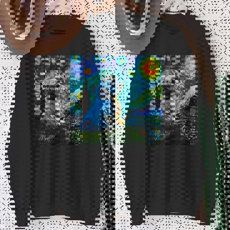 シーズー 面白いtシャツ 犬 ゴッホ 星月夜 かわいい メンズ 子供 おもしろ 服 グッズ ネタ スウェットシャツ 年配の女性への贈り物