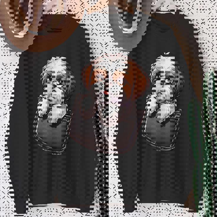 シーズーインポケット シーズー犬好き スウェットシャツ 年配の女性への贈り物