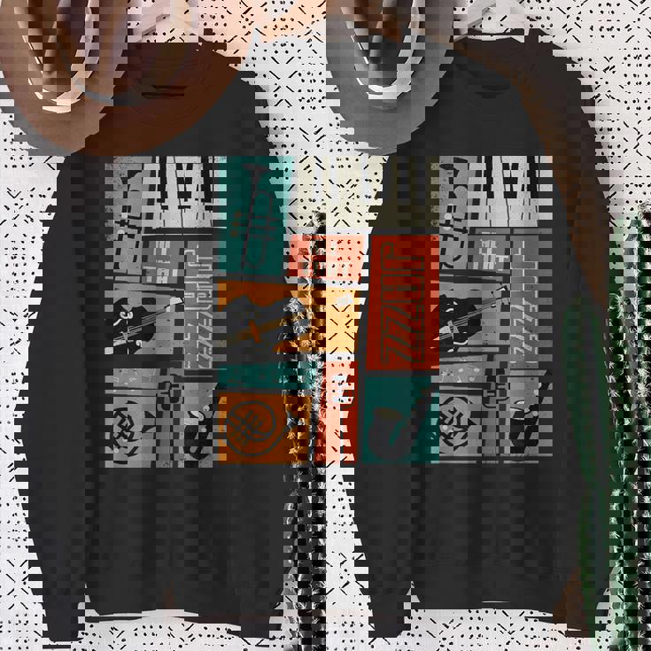 ジャズ音楽-レトロヴィンテージピアノジャズ スウェットシャツ 年配の女性への贈り物