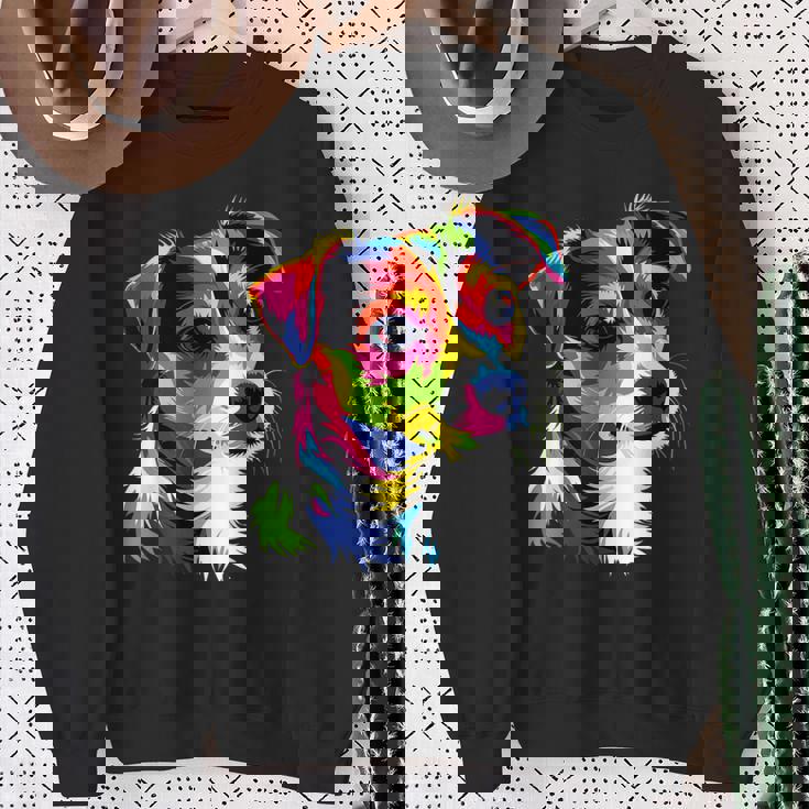 ジャック・ラッセル・テリア ブライトカラー ポップアート 愛犬家 スウェットシャツ 年配の女性への贈り物