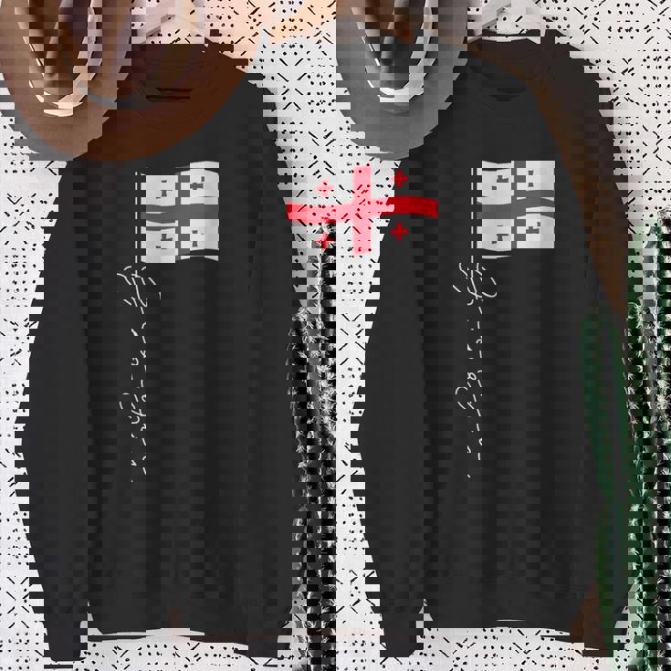 ジョージア シグネチャー フラッグ ポール エレガント 愛国的 ジョージア国旗 スウェットシャツ 年配の女性への贈り物