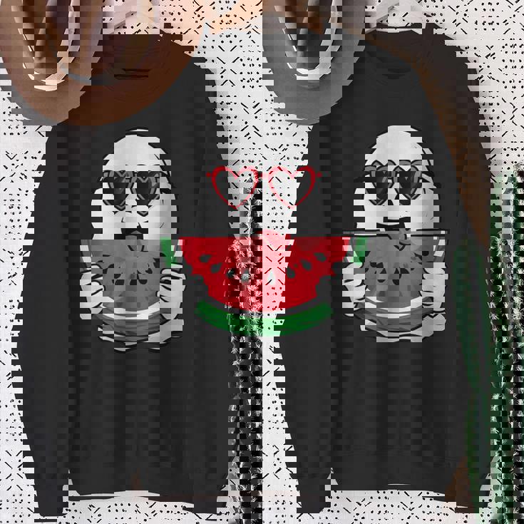 スイカを食べるかわいい幽霊 サマーウィーン ハロウィンコスチューム スウェットシャツ 年配の女性への贈り物