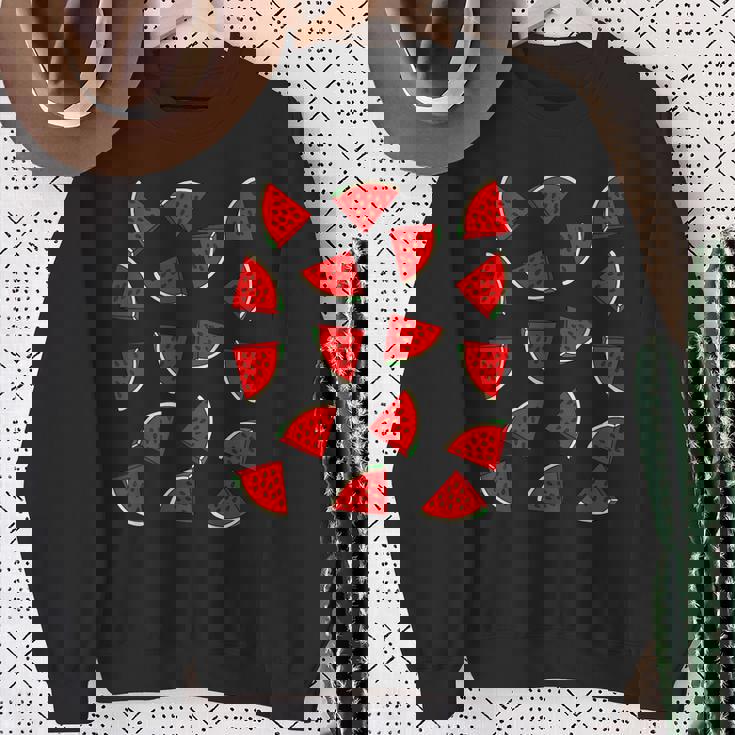 スイカ柄 夏 フルーツ 恋人 フルーツ スライス 種 スウェットシャツ 年配の女性への贈り物