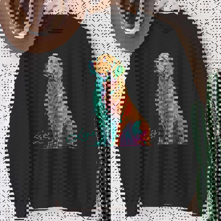 スウォッシュを持つゴールデンレトリバー、ゴールデンレトリバードッグ スウェットシャツ 年配の女性への贈り物